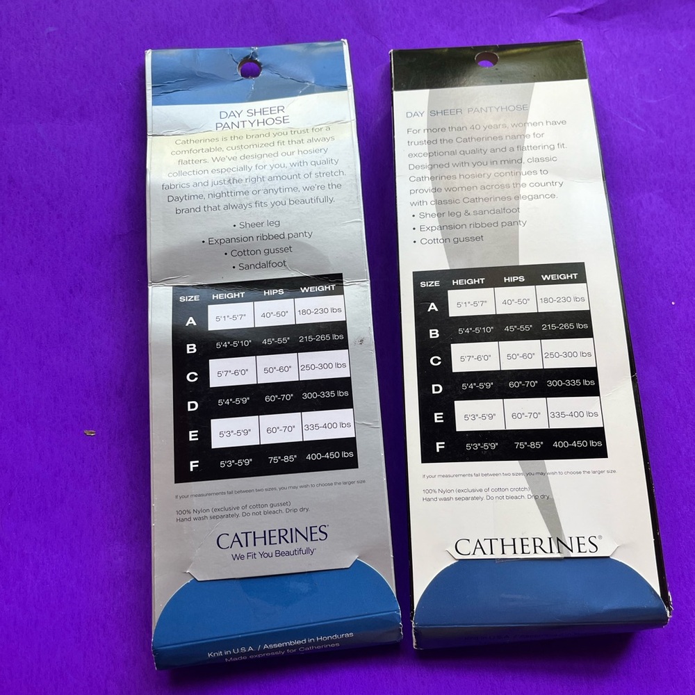 Catherines Day Sheer Pantyhose Lot of Two - Light Taupe - Size D